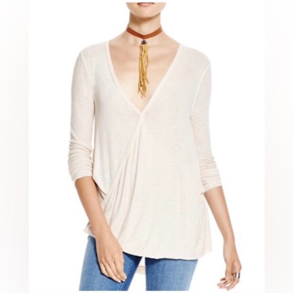 We The Free Cream V-Neck Blouse